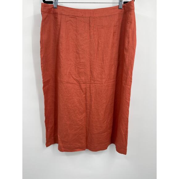 Marc New York Andrew Marc Womens Bruschetta Orange Midi Button Skirt NEW Large - Picture 12 of 12
